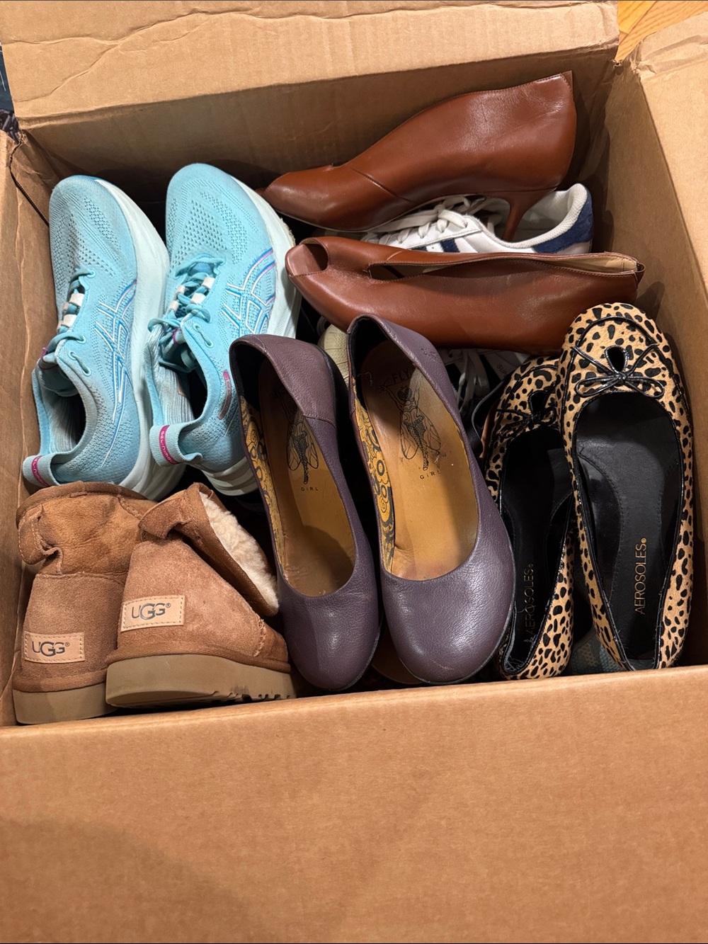 Huge Reseller Shoes Lot 14 Pairs Coach Ugg ASICS Aerosoles Adidas Fly London